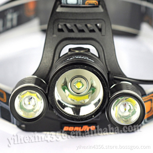 High Quality Boruit 4000 Lumens Aluminum Alloy Headlamp 4 Modes 3 CREE T6 LED light front Head light
